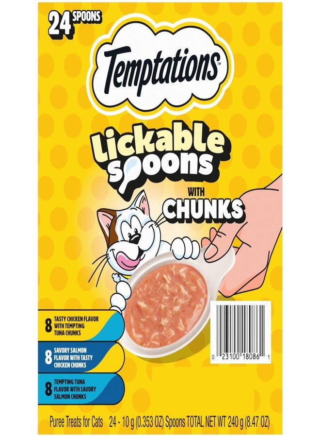 تيمبتيشنز مجموعة متنوعة من ملاعق تمبتيشنز القابلة لللعق لمكافآت القطط، 24 ملعقة - Image 1